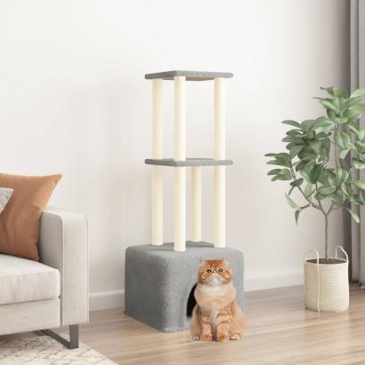 Ansamblu pisici, stâlpi din funie sisal, gri deschis, 133,5 cm GartenMobel Dekor