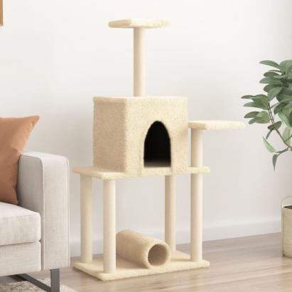 Ansamblu de pisici cu stâlpi din funie de sisal, crem, 122 cm GartenMobel Dekor