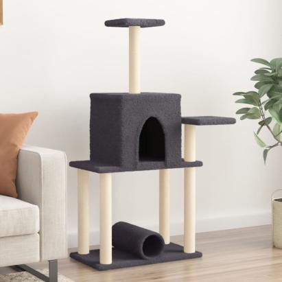 Ansamblu pisici cu stâlpi din funie sisal, gri închis, 122 cm GartenMobel Dekor
