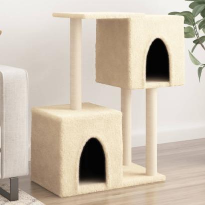 Ansamblu de pisici cu stâlpi din funie de sisal, crem, 86 cm GartenMobel Dekor
