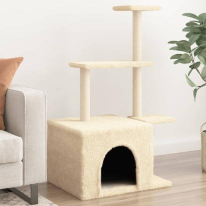 Ansamblu de pisici cu stâlpi din funie de sisal, crem, 110 cm GartenMobel Dekor