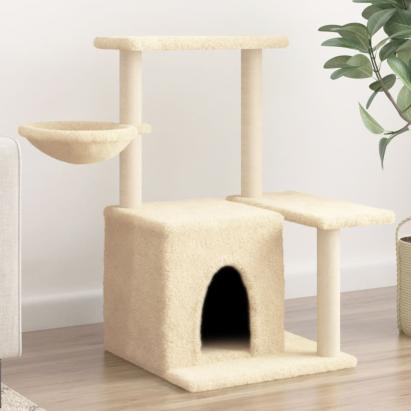 Ansamblu de pisici cu stâlpi din funie de sisal, crem, 83 cm GartenMobel Dekor