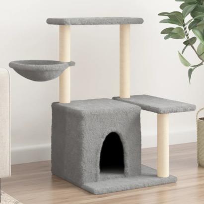 Ansamblu de pisici, stâlpi din funie sisal, gri deschis, 83 cm GartenMobel Dekor