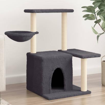 Ansamblu pisici cu stâlpi din funie sisal, gri închis, 83 cm GartenMobel Dekor