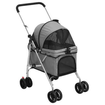 Cărucior pliabil pentru câini gri 76x50x100 cm țesătură Oxford GartenMobel Dekor
