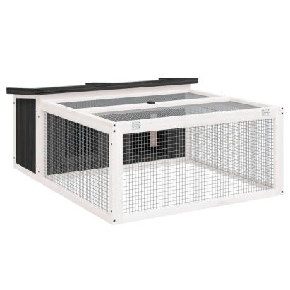 Cușcă pentru iepuri, gri, 117,5x97x47,5 cm, lemn masiv de pin GartenMobel Dekor