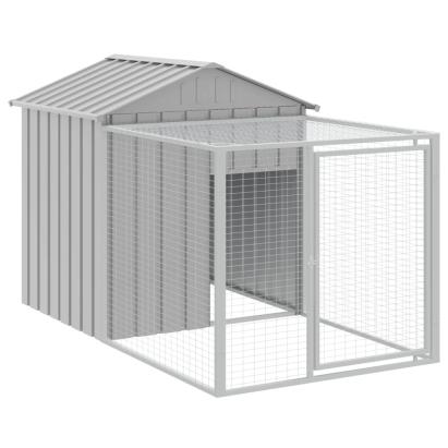 Coteț pui cu incintă gri deschis 117x201x123 cm oțel galvanizat GartenMobel Dekor