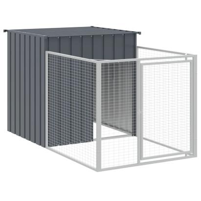 Cușcă câine cu țarc antracit 110x201x110 cm oțel galvanizat GartenMobel Dekor