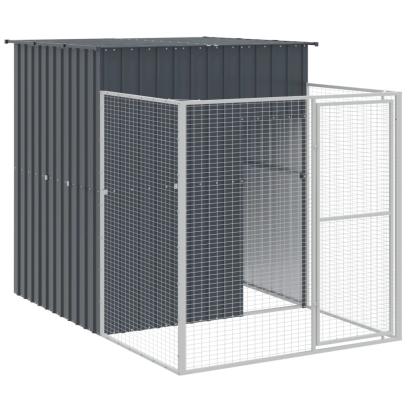 Cușcă câine cu țarc antracit 165x251x181 cm oțel galvanizat GartenMobel Dekor