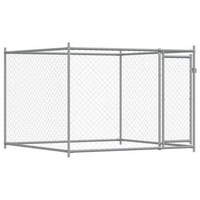 Cușcă pentru câini cu ușă, gri, 2x2x1,5 m, oțel galvanizat GartenMobel Dekor