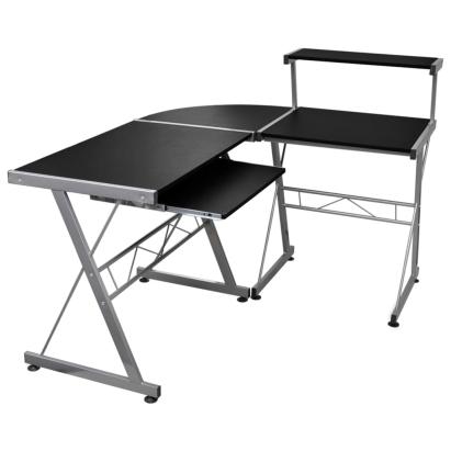 Birou de computer colțar, negru, 132x112x99 cm, lemn prelucrat GartenMobel Dekor