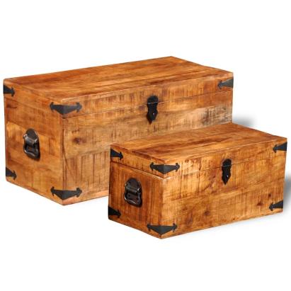 Set cufere de depozitare, 2 piese, lemn mango nefinisat  GartenMobel Dekor