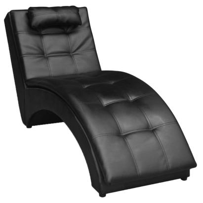 Șezlong cu pernă, negru, piele ecologică GartenMobel Dekor