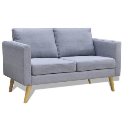 Canapea cu 2 locuri, material textil, gri deschis  GartenMobel Dekor