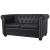 Canapea Chesterfield cu 2 locuri, piele artificială, negru  GartenMobel Dekor