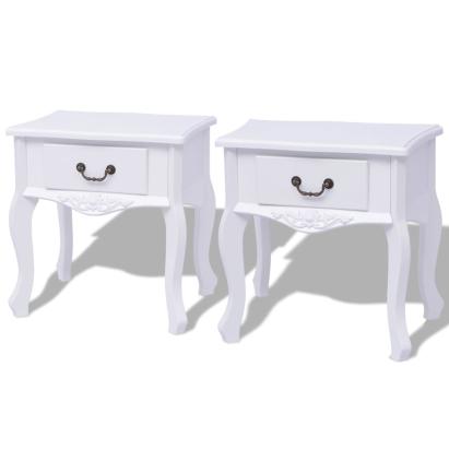 Noptiere din lemn MDF alb 2 buc. GartenMobel Dekor
