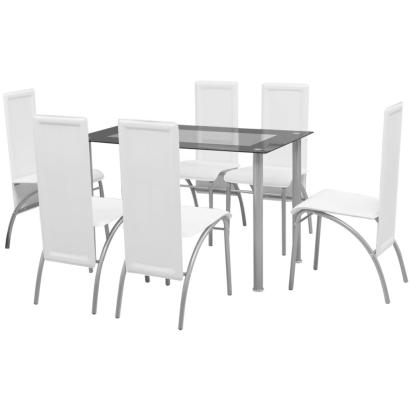 Set masă și scaune de bucătărie 7 piese, Alb GartenMobel Dekor