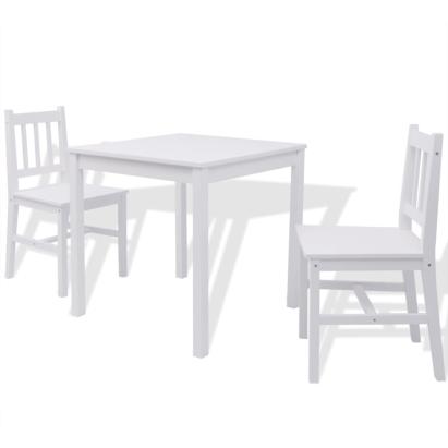 Set de masă, trei piese, alb, lemn de pin GartenMobel Dekor