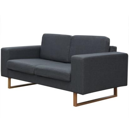 Canapea cu 2 locuri, gri închis, material textil GartenMobel Dekor