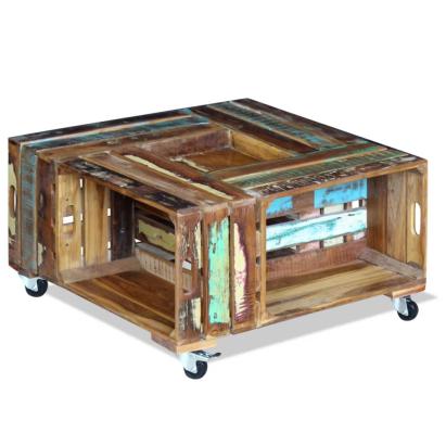 Măsuță de cafea, 70 x 70 x 35 cm, lemn masiv reciclat GartenMobel Dekor