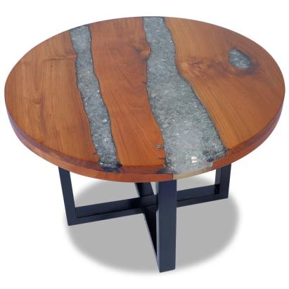 Măsuță de cafea, 60 cm, lemn de tec și rășină GartenMobel Dekor