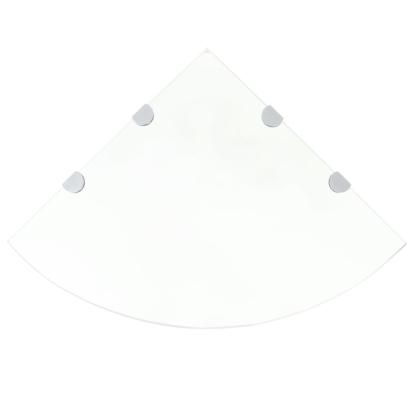 Raft de colț sticlă transparentă cu suporți de crom, 45 x 45 cm GartenMobel Dekor