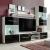 Set mobilier comodă TV de perete, 5 piese, iluminare LED, negru GartenMobel Dekor