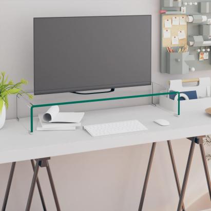 Stand TV/Suport monitor, sticlă transparentă, 80x30x13 cm GartenMobel Dekor
