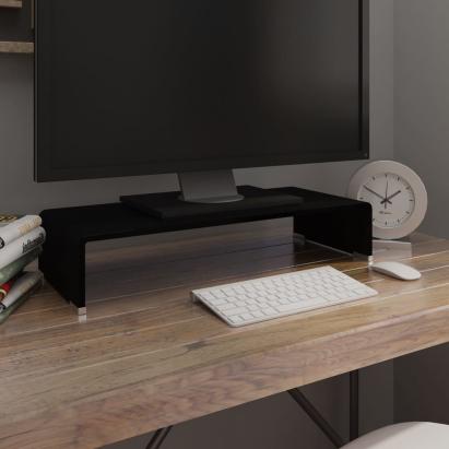 Stand TV/suport monitor din sticlă, negru, 60x25x11 cm GartenMobel Dekor