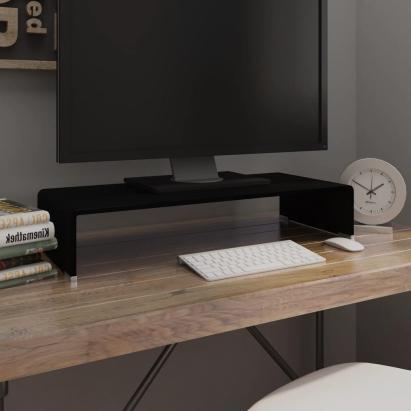 Stand TV/Suport monitor, sticlă, 70x30x13 cm, negru GartenMobel Dekor