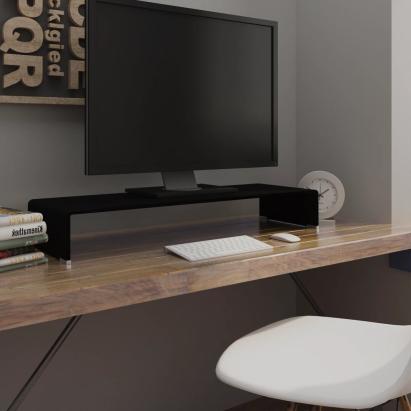 Stand TV/Suport monitor sticlă, 90x30x13 cm, negru GartenMobel Dekor