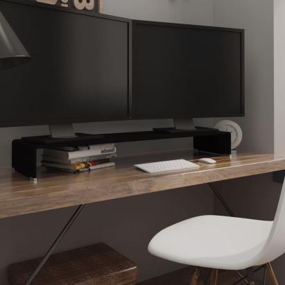 Stand TV/Suport monitor, sticlă, 110x30x13 cm, negru GartenMobel Dekor