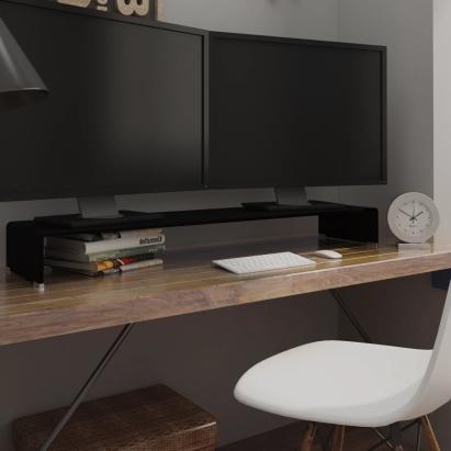 Stand TV/Suport monitor sticlă, 120x30x13 cm, negru GartenMobel Dekor