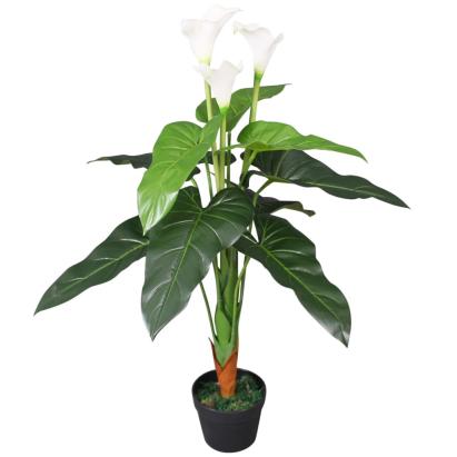 Floare de cală crin artificială cu ghiveci, 85 cm, alb GartenMobel Dekor