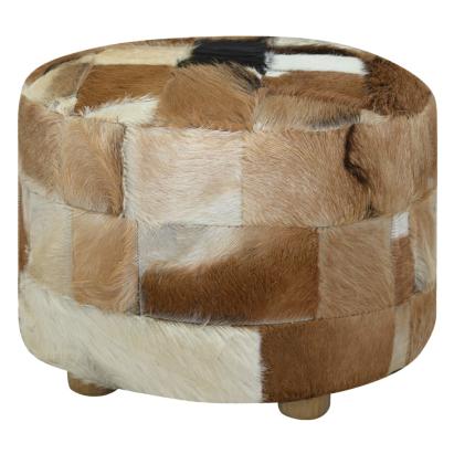 Taburet din piele naturală, rotund, 50 x 50 x 45 cm  GartenMobel Dekor