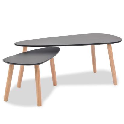 Set masă cafea, 2 piese, lemn masiv de pin, negru GartenMobel Dekor