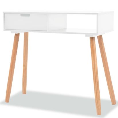 Masă consolă, lemn masiv de pin 80x30x72 cm, alb   GartenMobel Dekor
