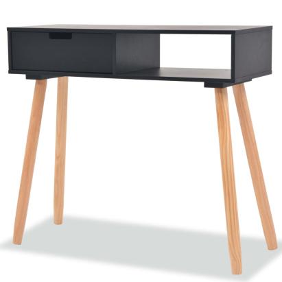 Masă consolă, lemn masiv de pin 80x30x72 cm, negru GartenMobel Dekor