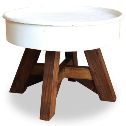 Măsuță de cafea, alb, 60 x 45 cm, lemn masiv reciclat  GartenMobel Dekor