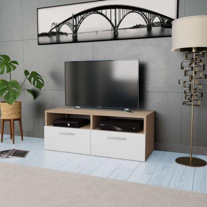 Comodă TV, PAL, 95 x 35 x 36 cm, culoarea stejarului și alb GartenMobel Dekor