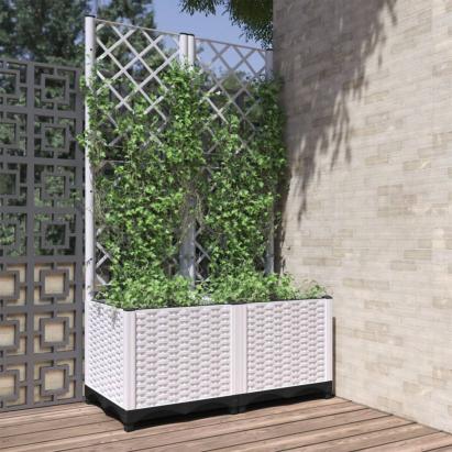 Jardinieră de grădină cu spalier, alb, 80x40x136 cm, PP GartenMobel Dekor