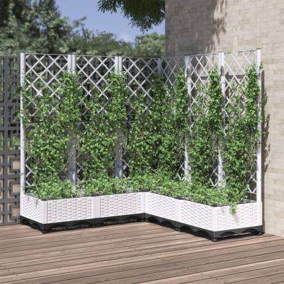 Jardinieră de grădină cu spalier, alb, 120x120x121,5 cm, PP GartenMobel Dekor