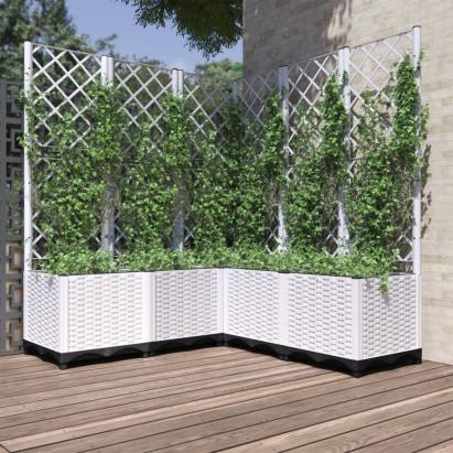 Jardinieră de grădină cu spalier, alb, 120x120x136 cm PP GartenMobel Dekor