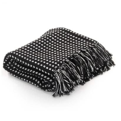 Pătură decorativă cu pătrățele, bumbac, 160 x 210 cm, negru GartenMobel Dekor