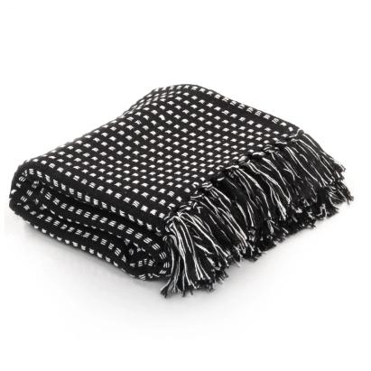 Pătură decorativă cu pătrățele, bumbac, 220 x 250 cm, negru GartenMobel Dekor