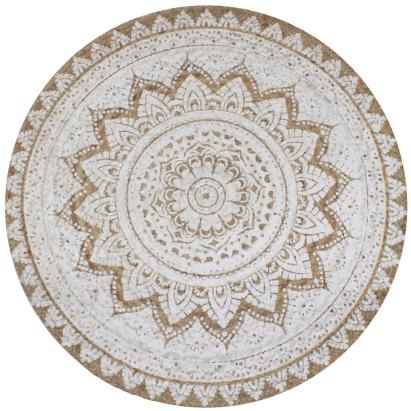 Covor din iută împletită cu imprimeu 120 cm Rotund GartenMobel Dekor