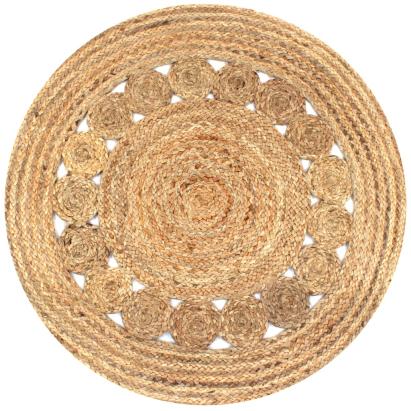 Covor din iută cu design împletit, 90 cm rotund GartenMobel Dekor