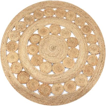 Covor din iută cu design împletit, 120 cm rotund GartenMobel Dekor