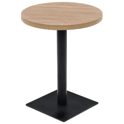Masă bistro, MDF și oțel, rotundă, 60x75 cm, culoare stejar GartenMobel Dekor
