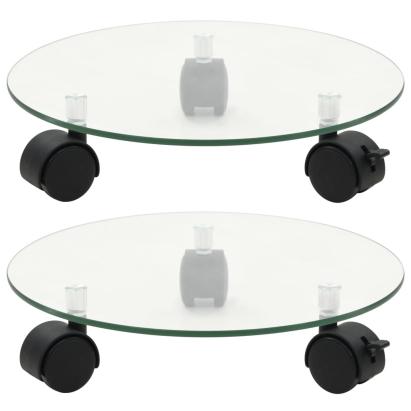 Suport cu role pentru plante, 2 buc., 28 cm, sticlă, rotund GartenMobel Dekor